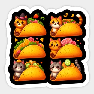 Feline Fiesta in a Taco Sticker